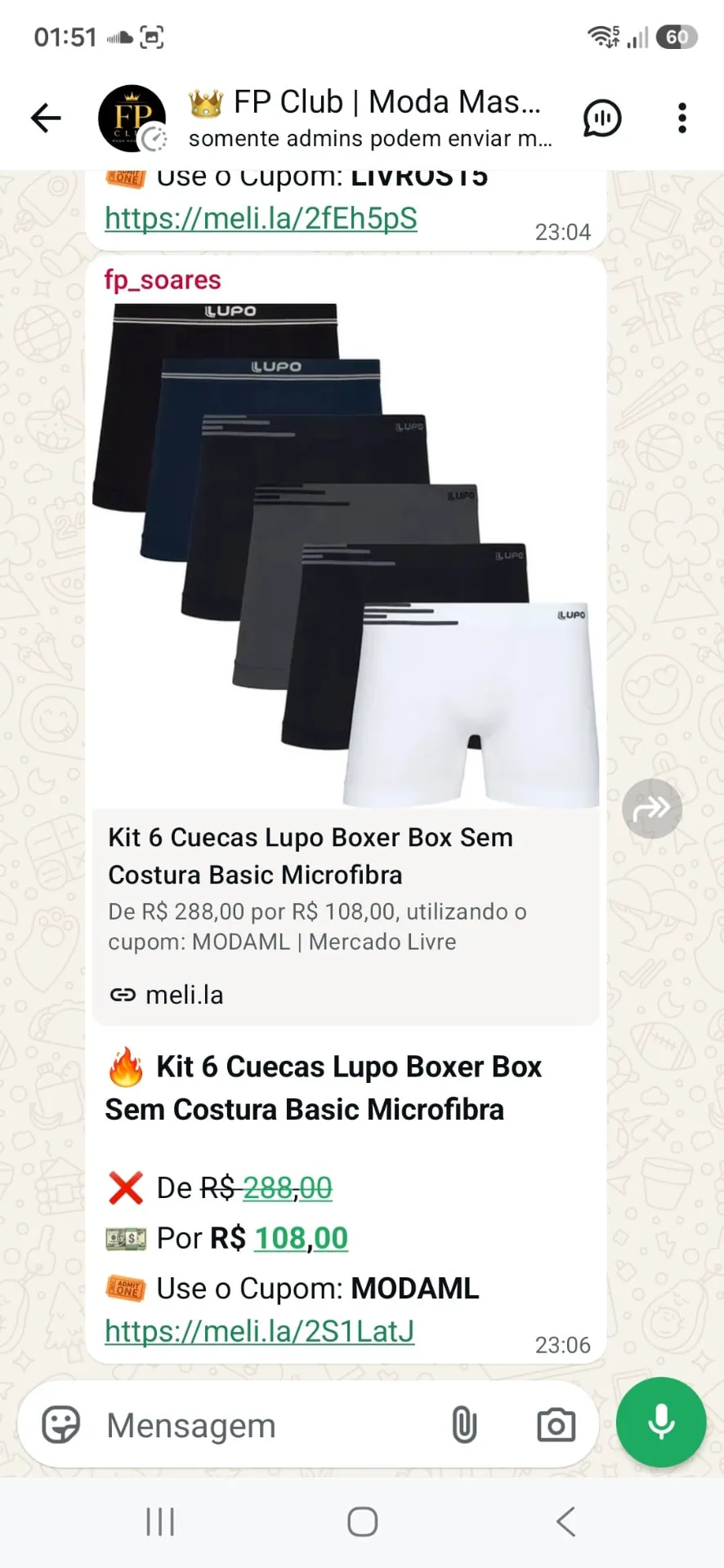 Oferta de kit com três shorts masculinos